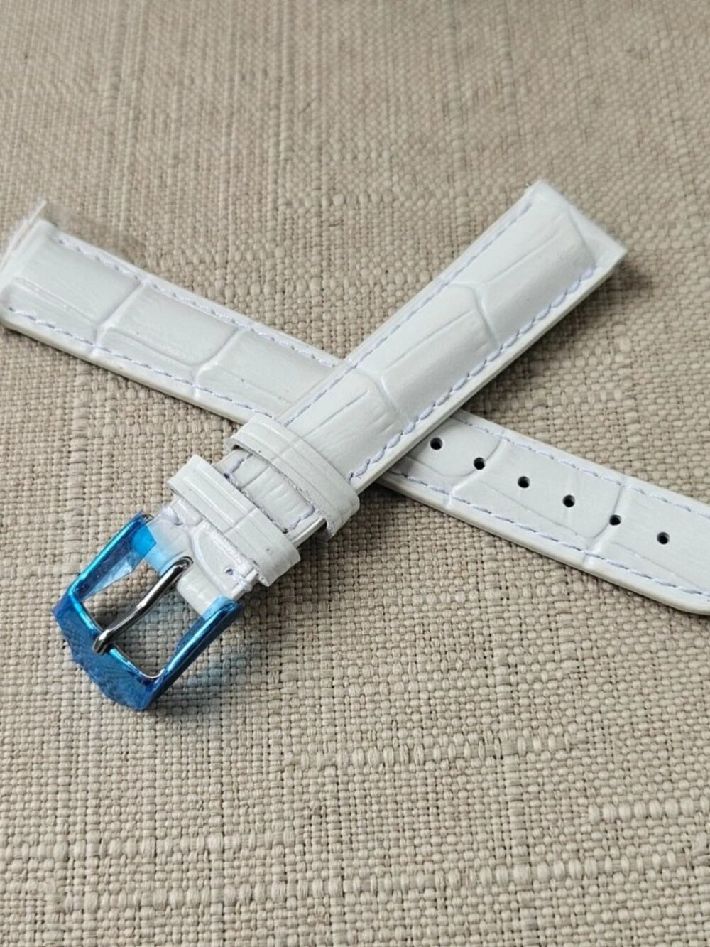 Michelle Strap for Replacement Band White Genuine Leather Size 16mm Made France